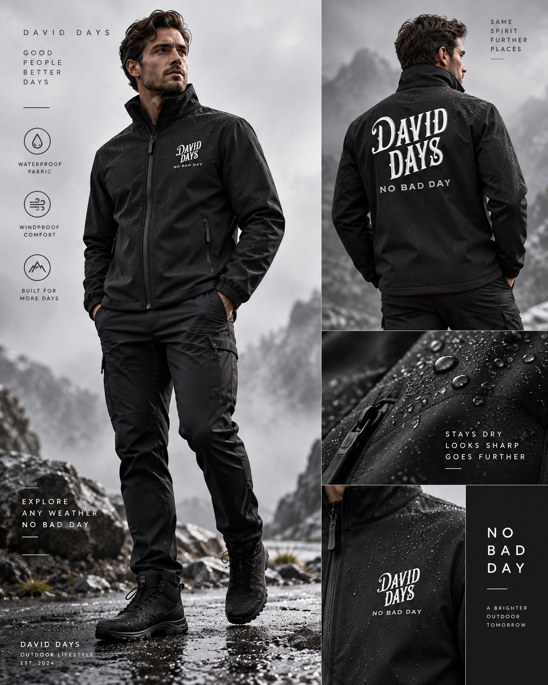 David Days Rock Matte Max Hold Wind & Rain Jacket DJK01