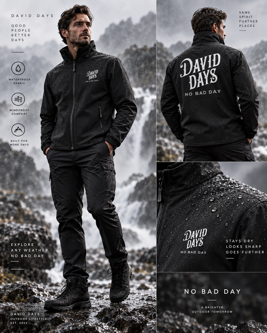 David Days Rock Matte Max Hold Wind & Rain Jacket DJK01 - Gallery 02