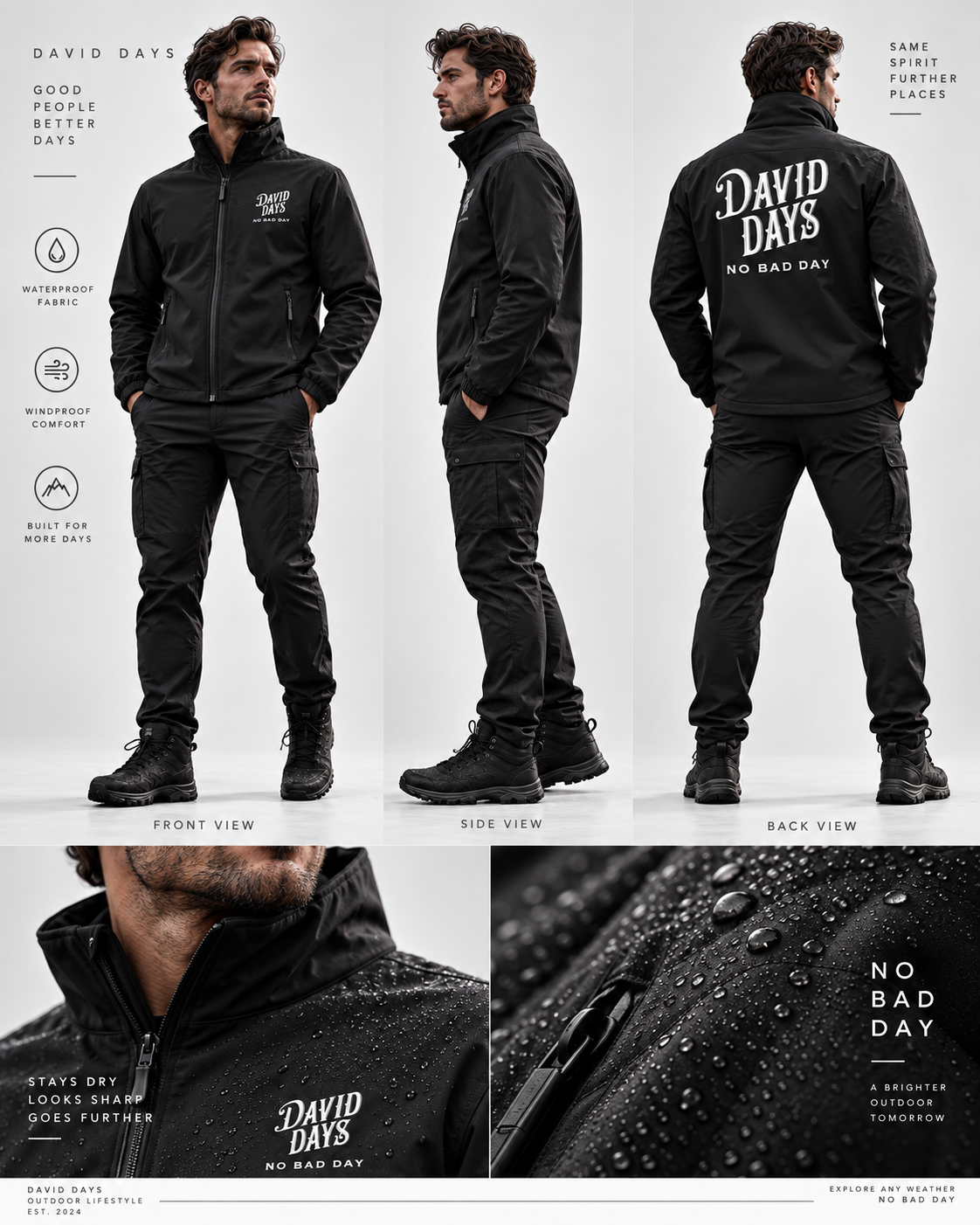 David Days Rock Matte Max Hold Wind & Rain Jacket DJK01 - Gallery 03
