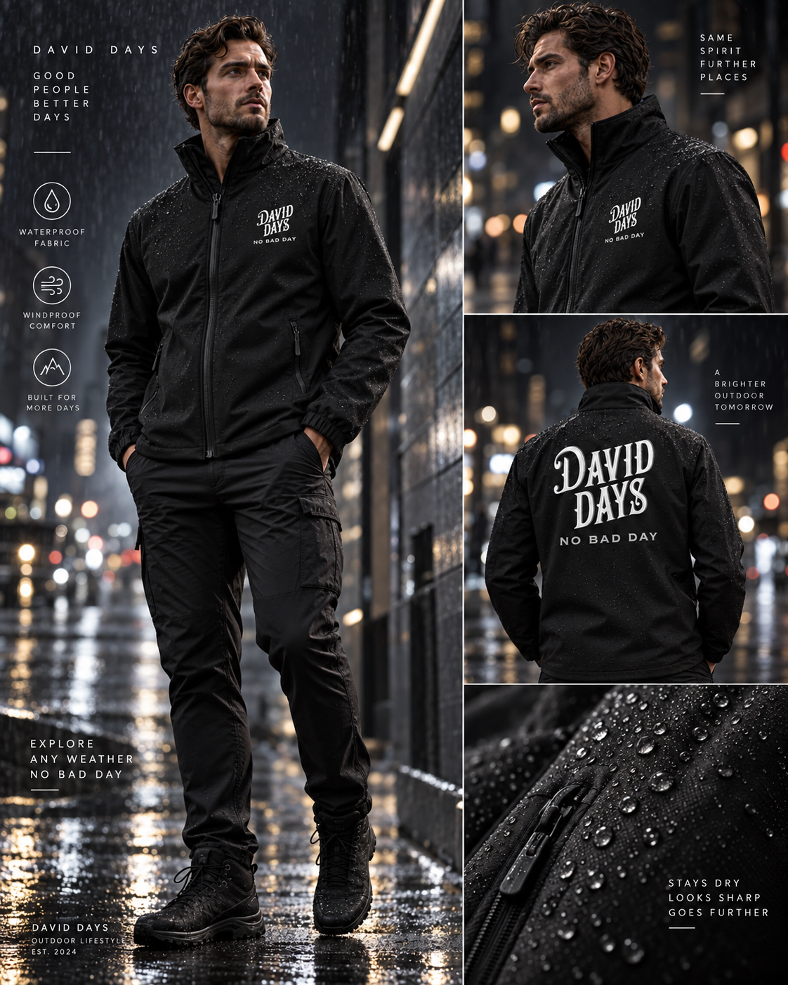 David Days Rock Matte Max Hold Wind & Rain Jacket DJK01 - Gallery 04